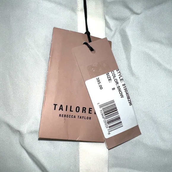 REBECCA TAYLOR TAILORED SILK DOUBLE GEORGETTE & LACE TOP - Picture 13 of 13
